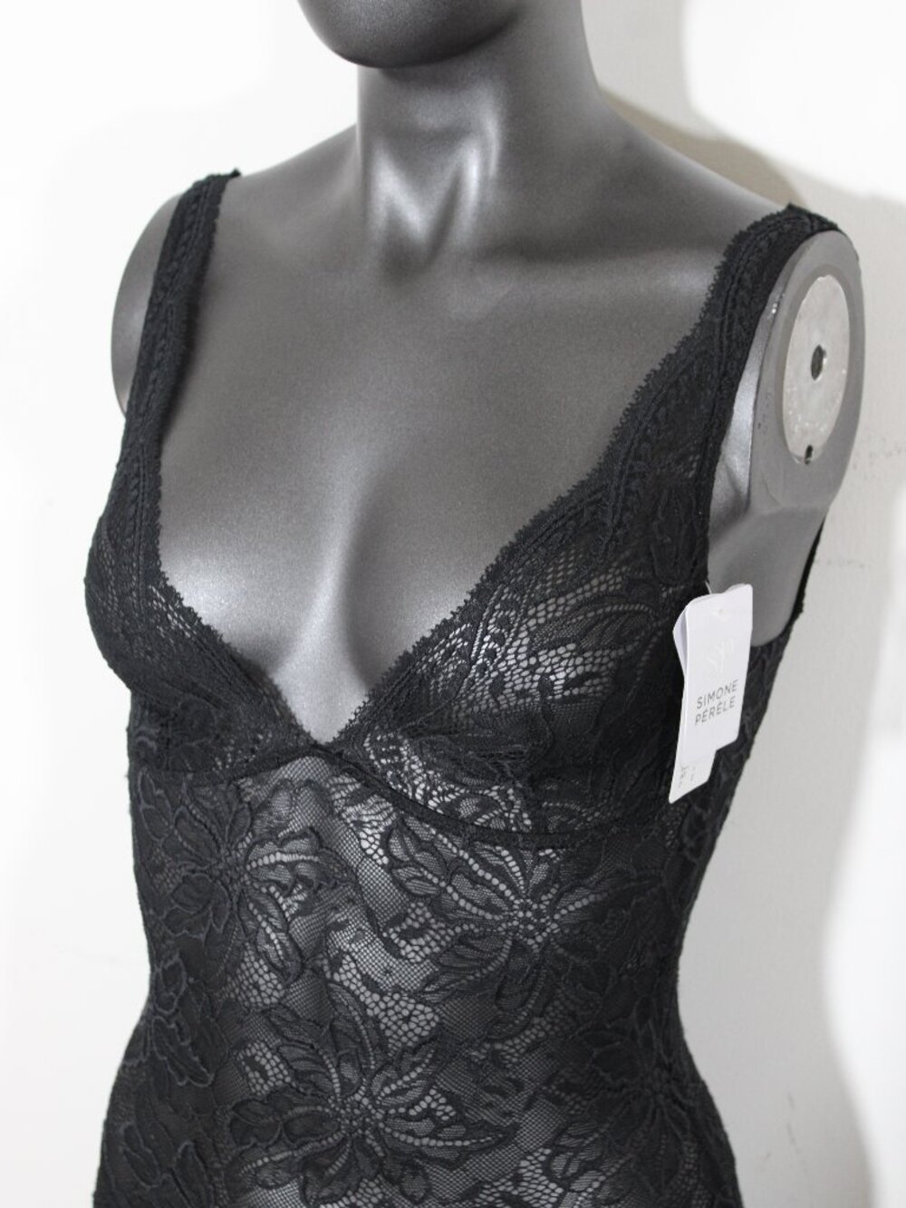 NWT Simone Pérèle Eden Black Floral Lace Plunge Bodysuit Luxury Lingerie